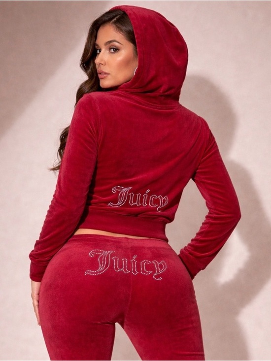 Juicy Couture Tops - Juicy Couture Red Velour Zip Hoodie